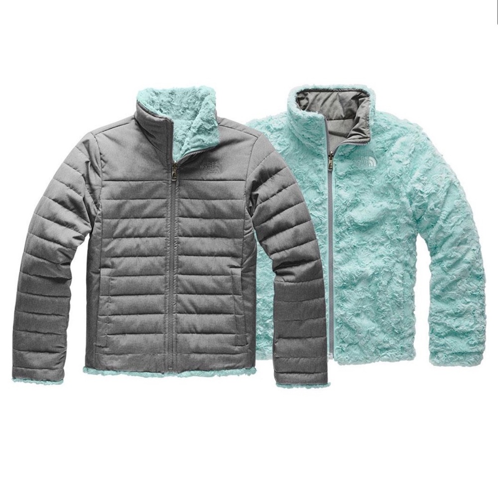 The North Face Reversible Charcoal and Sky Blue Quilted Jacket